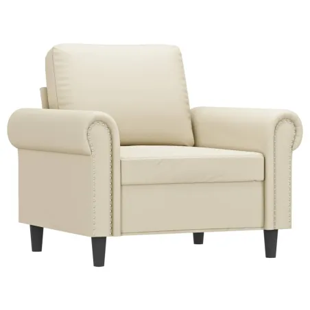 Fauteuil avec repose-pied Crème 60 cm Similicuir