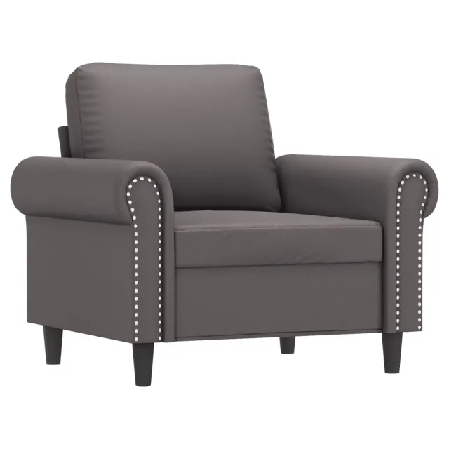 Fauteuil avec repose-pied Gris 60 cm Similicuir