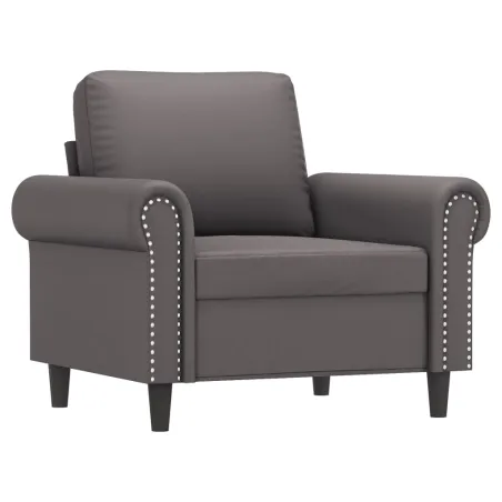 Fauteuil avec repose-pied Gris 60 cm Similicuir