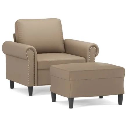 Fauteuil avec repose-pied Cappuccino 60 cm Similicuir 2