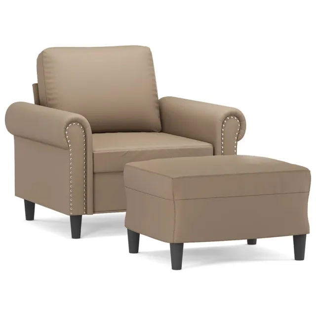 Fauteuil avec repose-pied Cappuccino 60 cm Similicuir