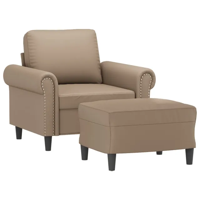 Fauteuil avec repose-pied Cappuccino 60 cm Similicuir