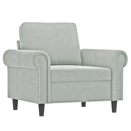 Fauteuil avec repose-pied Gris clair 60 cm Velours