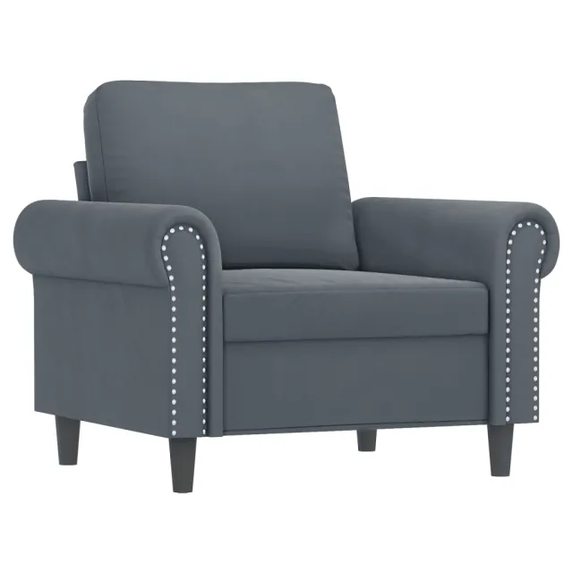 Fauteuil avec repose-pied Gris foncé 60 cm Velours