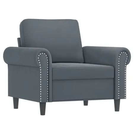 Fauteuil avec repose-pied Gris foncé 60 cm Velours