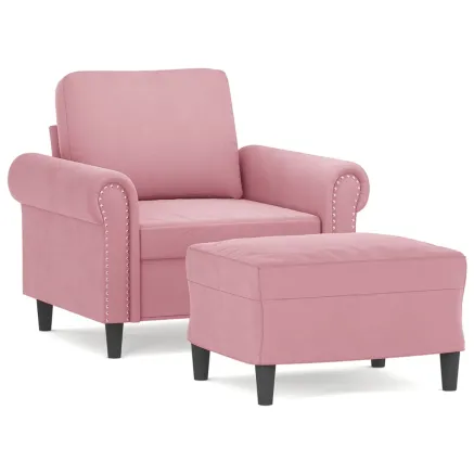 Fauteuil avec repose-pied Rose 60 cm Velours 2