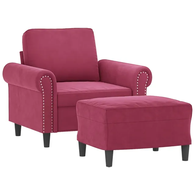 Fauteuil avec repose-pied Rouge bordeaux 60 cm Velours