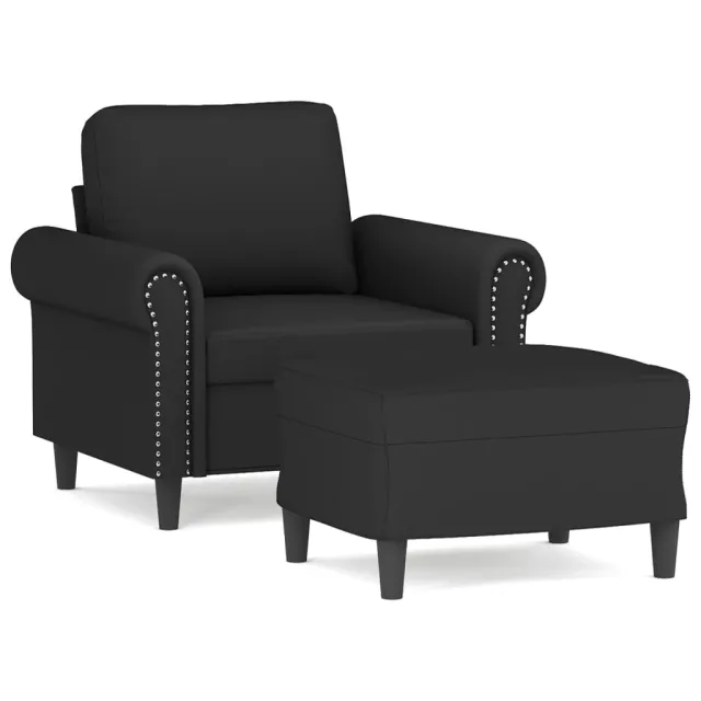 Fauteuil avec repose-pied Noir 60 cm Velours