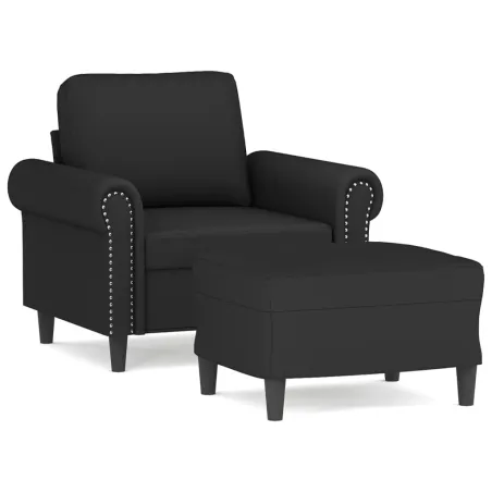 Fauteuil avec repose-pied Noir 60 cm Velours