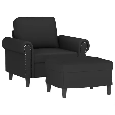 Fauteuil avec repose-pied Noir 60 cm Velours