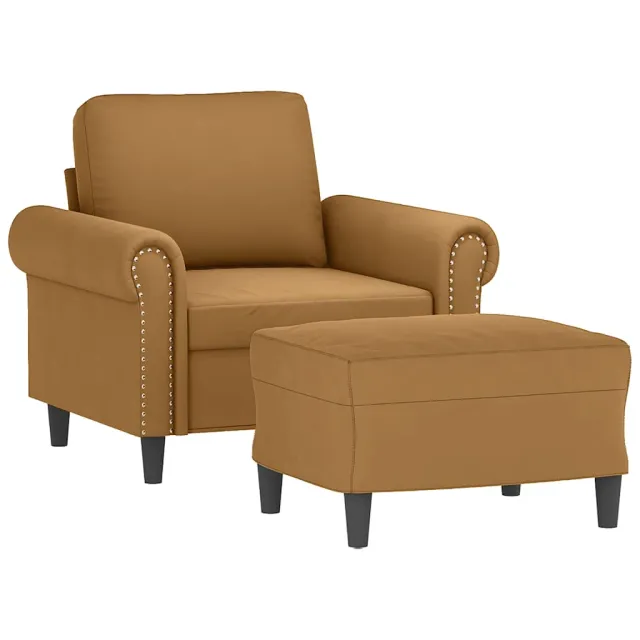 Fauteuil avec repose-pied Marron 60 cm Velours