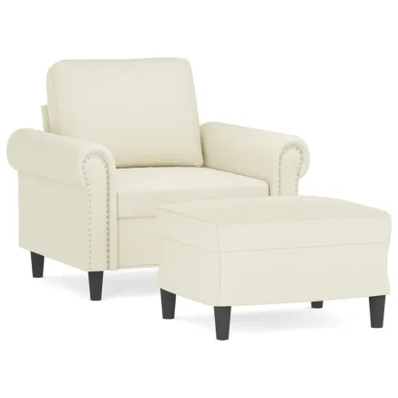 Fauteuil avec repose-pied Crème 60 cm Velours 2