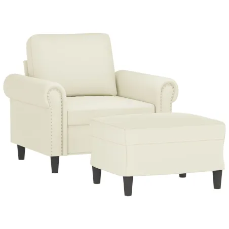 Fauteuil avec repose-pied Crème 60 cm Velours