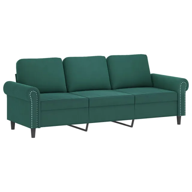 Canapé à 3 places avec repose-pieds Vert foncé 180 cm Velours