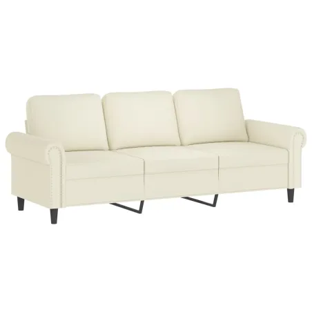 Canapé à 3 places avec repose-pieds Crème 180 cm Velours
