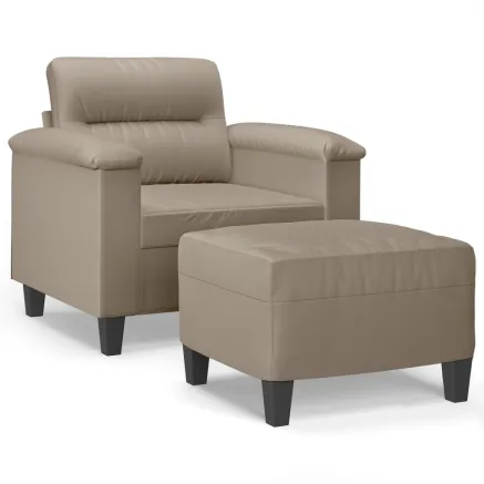 Fauteuil avec repose-pied Taupe 60 cm Tissu microfibre 2