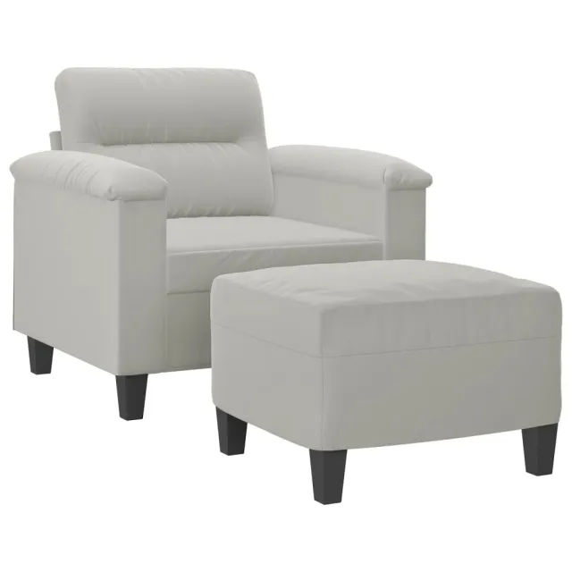 Fauteuil avec repose-pied Gris clair 60 cm Tissu microfibre