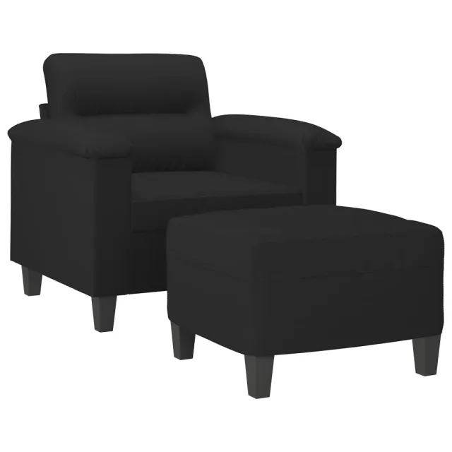 Fauteuil avec repose-pied Noir 60 cm Tissu microfibre