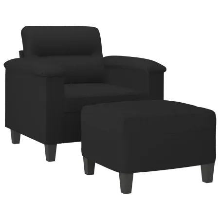 Fauteuil avec repose-pied Noir 60 cm Tissu microfibre