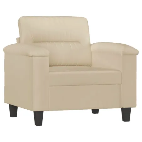 Fauteuil avec repose-pied Crème 60 cm Tissu microfibre