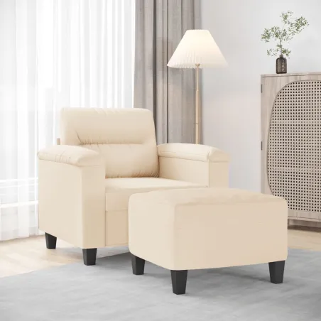 Fauteuil avec repose-pied Beige 60 cm Tissu microfibre