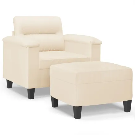 Fauteuil avec repose-pied Beige 60 cm Tissu microfibre 2
