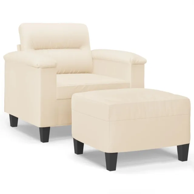 Fauteuil avec repose-pied Beige 60 cm Tissu microfibre