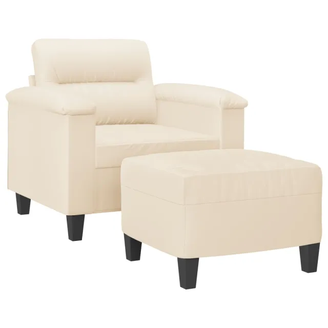 Fauteuil avec repose-pied Beige 60 cm Tissu microfibre