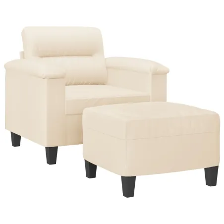 Fauteuil avec repose-pied Beige 60 cm Tissu microfibre