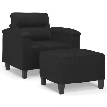 Fauteuil avec repose-pied Noir 60 cm Similicuir 2