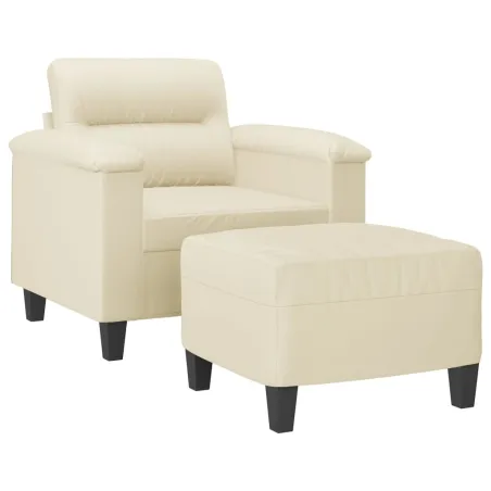 Fauteuil avec repose-pied Crème 60 cm Similicuir