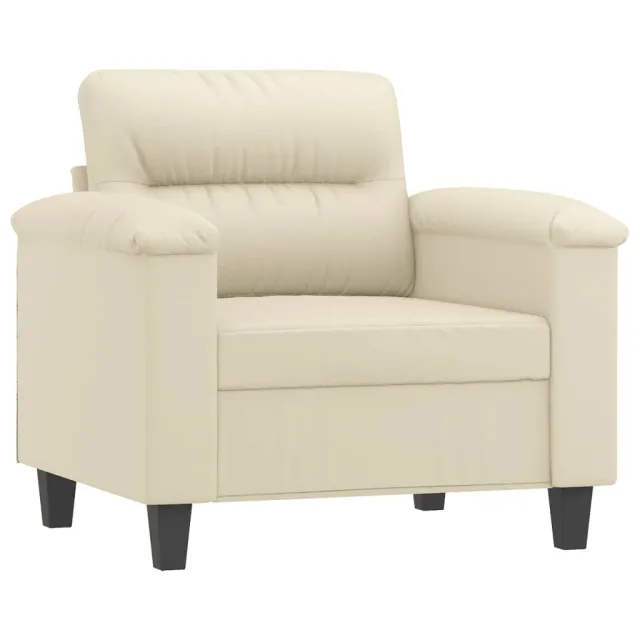 Fauteuil avec repose-pied Crème 60 cm Similicuir