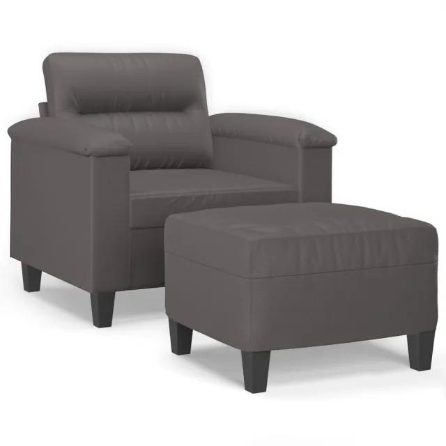 Fauteuil avec repose-pied Gris 60 cm Similicuir