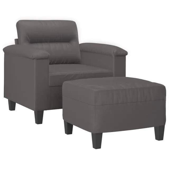 Fauteuil avec repose-pied Gris 60 cm Similicuir
