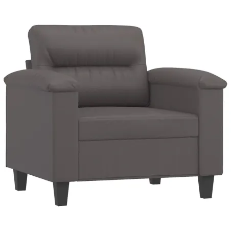Fauteuil avec repose-pied Gris 60 cm Similicuir