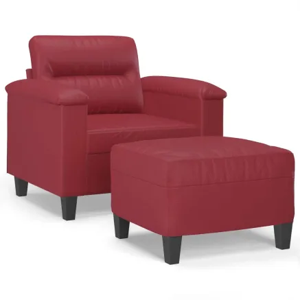 Fauteuil avec repose-pied Rouge bordeaux 60 cm Similicuir 2