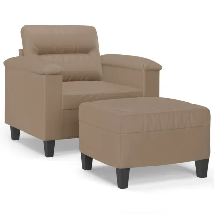 Fauteuil avec repose-pied Cappuccino 60 cm Similicuir 2