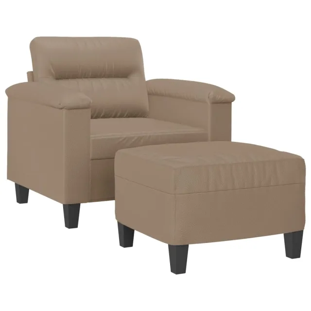 Fauteuil avec repose-pied Cappuccino 60 cm Similicuir