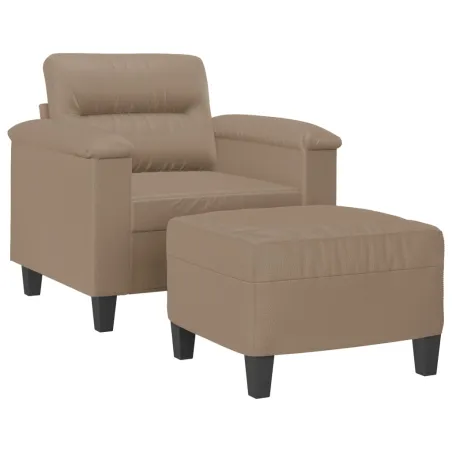 Fauteuil avec repose-pied Cappuccino 60 cm Similicuir