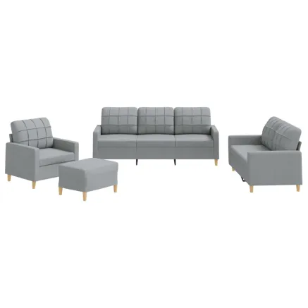 Ensemble de canapés 4 pcs avec coussins Gris clair Tissu 2