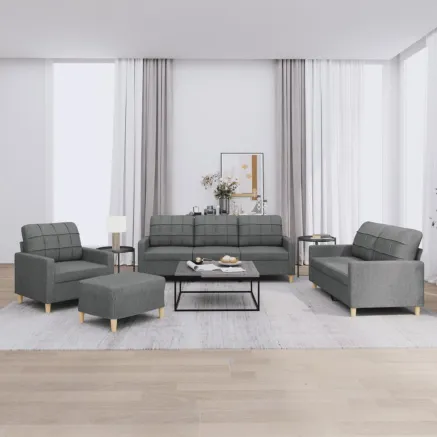 Ensemble de canapés 4 pcs avec coussins Gris foncé Tissu