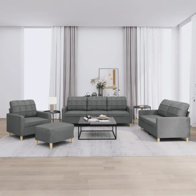 Ensemble de canapés 4 pcs avec coussins Gris foncé Tissu