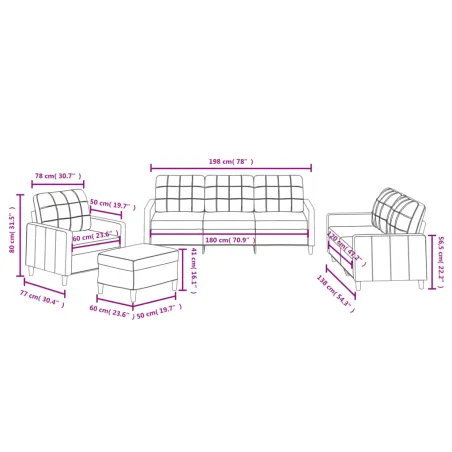 Ensemble de canapés 4 pcs avec coussins Gris foncé Tissu