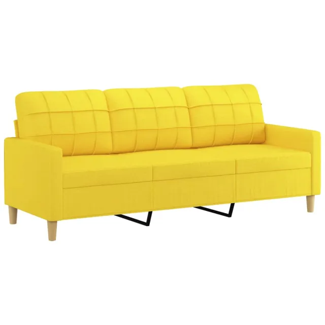 Ensemble de canapés 3 pcs avec coussins jaune clair tissu