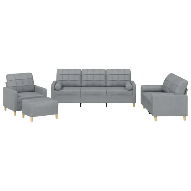 Ensemble de canapés 4 pcs coussins gris clair tissu