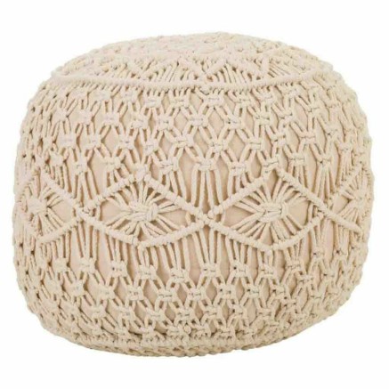 Puff Alexandra House Living Creme Bambus Schwamm Holz MDF 50 x 30 x 50