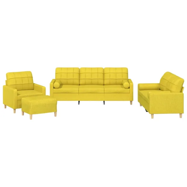 Ensemble de canapés 4 pcs avec coussins jaune clair tissu