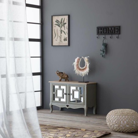 Poef Alexandra House Living Crème Bamboe Spons Hout MDF 50 x 30 x 50
