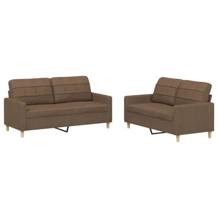 Ensemble de canapés 2 pcs avec coussins Marron Tissu 2