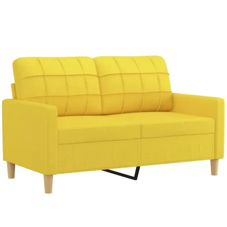 Ensemble de canapés 2 pcs avec coussins Jaune clair Tissu